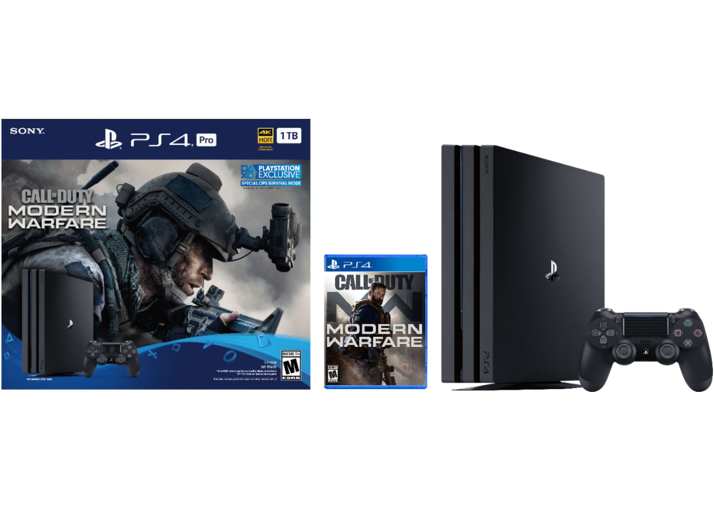 Bemærk venligst Siden skilsmisse Sony Playstation PS4 Pro 1TB Call of Duty: Modern Warfare Bundle Console  (US Plug) 3004138 Jet Black - US