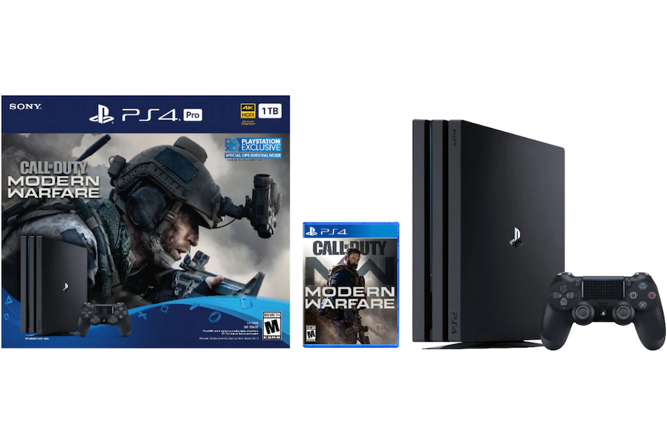 Sony Playstation PS4 Pro 1TB Call of Duty: Modern Warfare Bundle Console (US Plug) 3004138 Jet Black