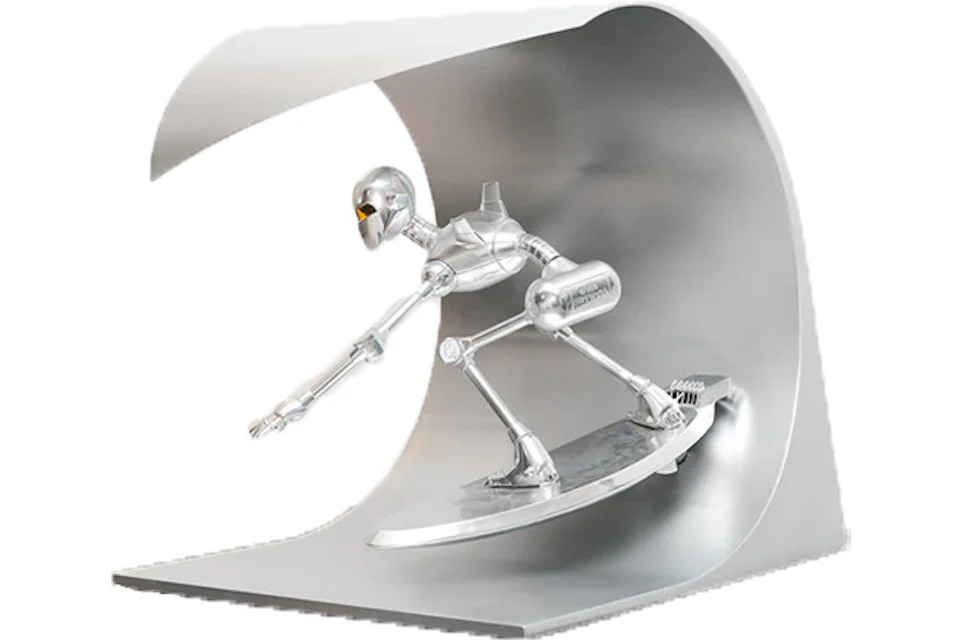 Hajime Sorayama Classic Robot Surf Sculpture Silver