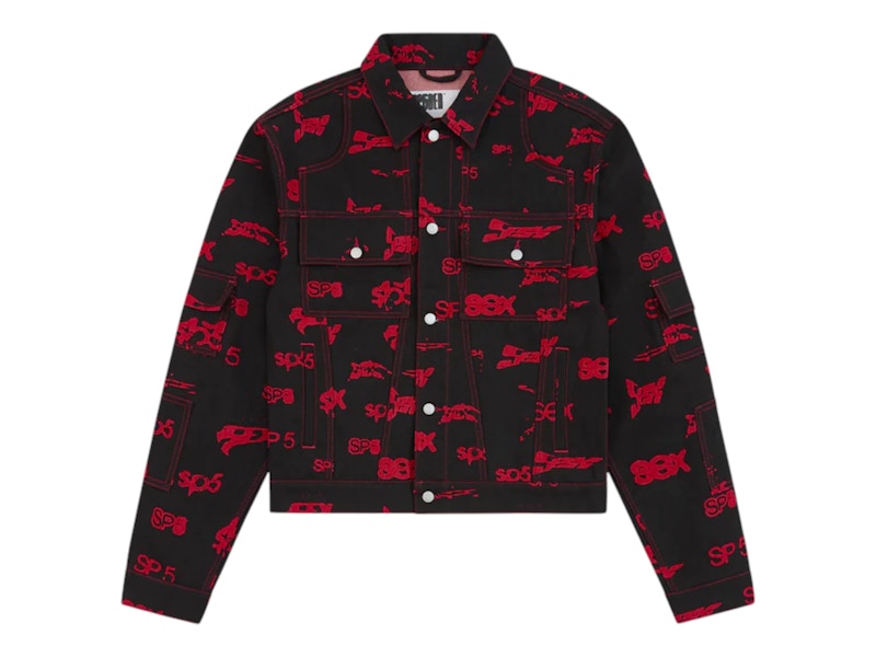 Sp5der 5EX AOP Denim Trucker Jacket Black Men's - FW24 - US Sp5der 5EX AOP Denim Trucker Jacket Black Men's - FW24 - US