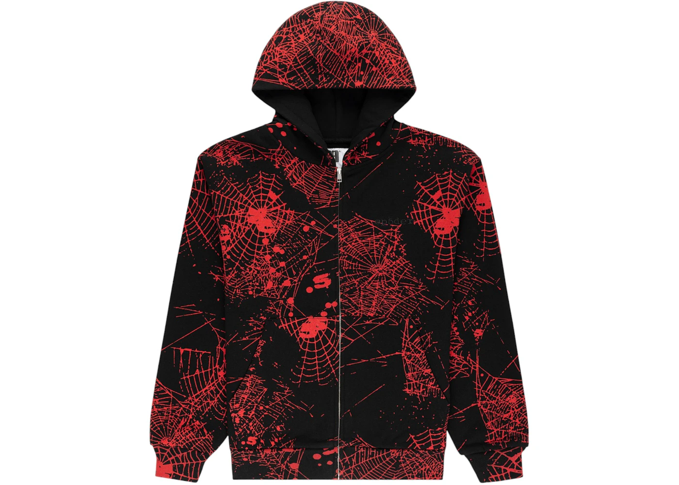 Sp5der AOP Web V2 Zip Up Hoodie Black Men's SS25 US
