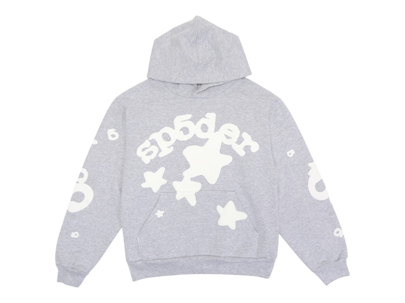 Pre-owned Sp5der Men's  Beluga Hoodie In Heather Grey In Gray