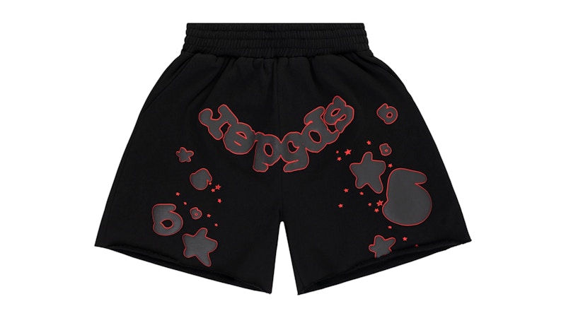 Pre-owned Sp5der Men's  Beluga Outline Sweatshort In Black