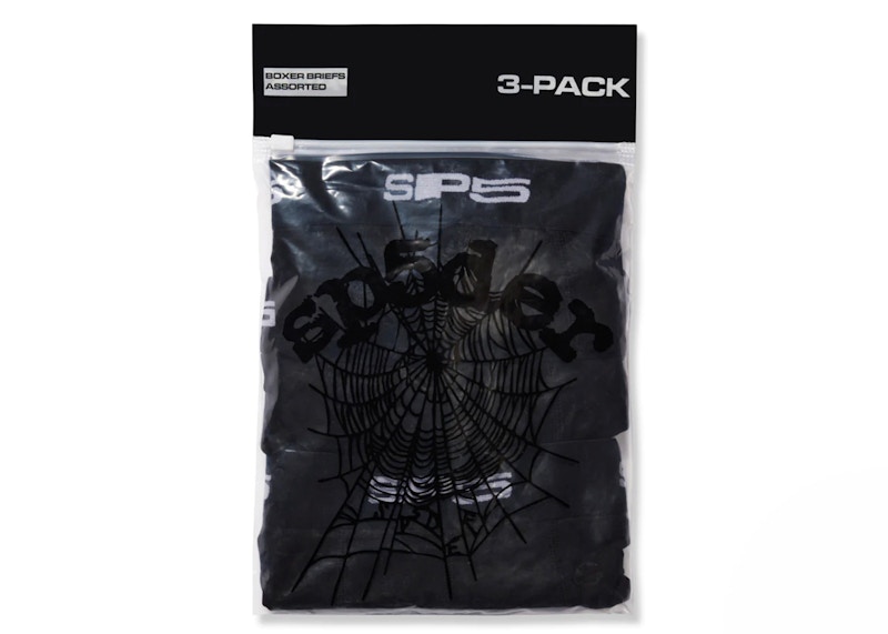 Pre-owned Sp5der Men's Boxer Briefs (set Of 3) In Black