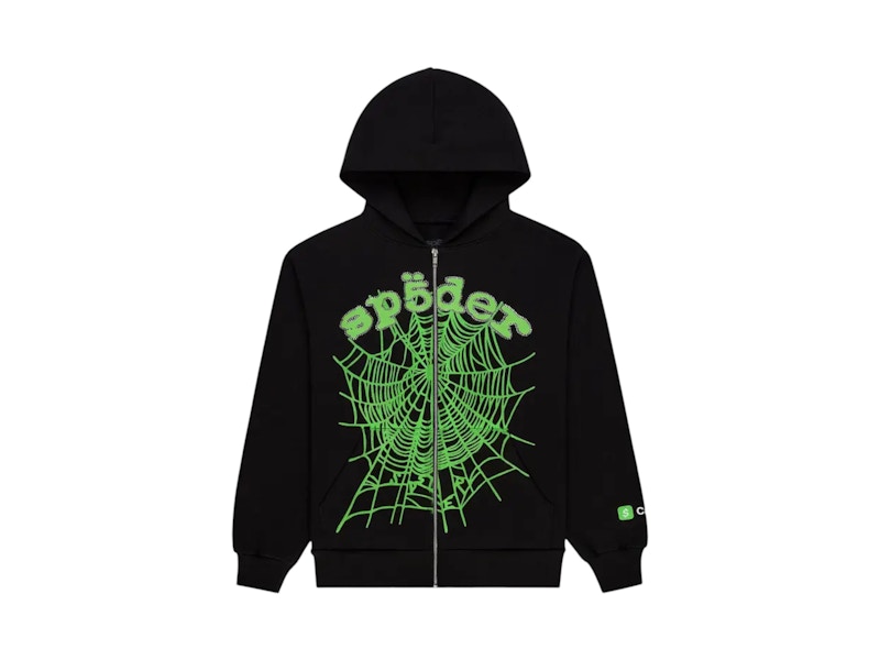 Sp5der Cash OG Web V2 Rhinestone Zip Hoodie Black Men's - US