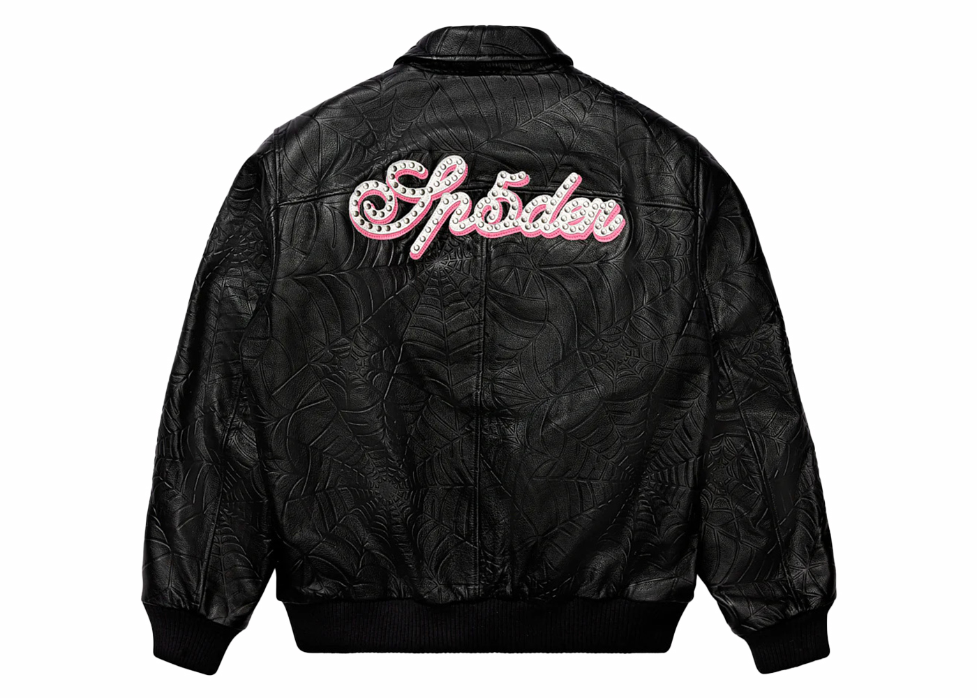 Sp5der Debossed Web Leather Jacket Black メンズ - FW23 - JP