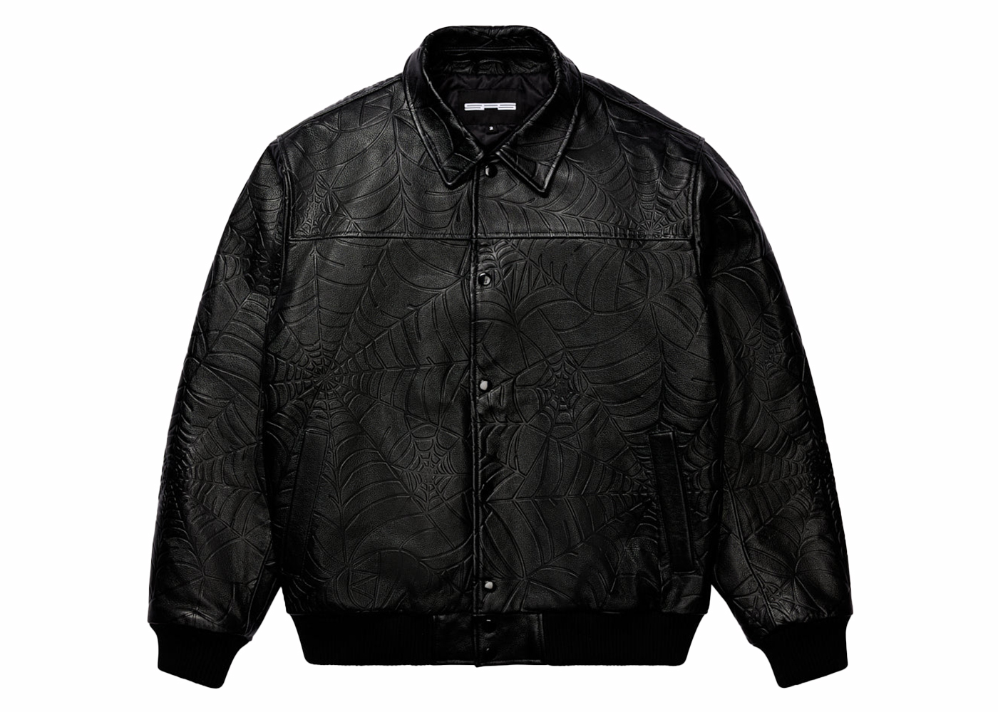 Sp5der Debossed Web Leather Jacket Black メンズ - FW23 - JP