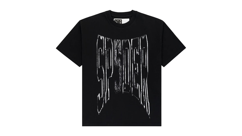 Pre-owned Sp5der Men's  Diffused Collegiate Tee Shirt In Black