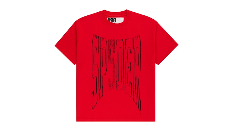 Pre-owned Sp5der Men's  Diffused Collegiate Tee Shirt In Red