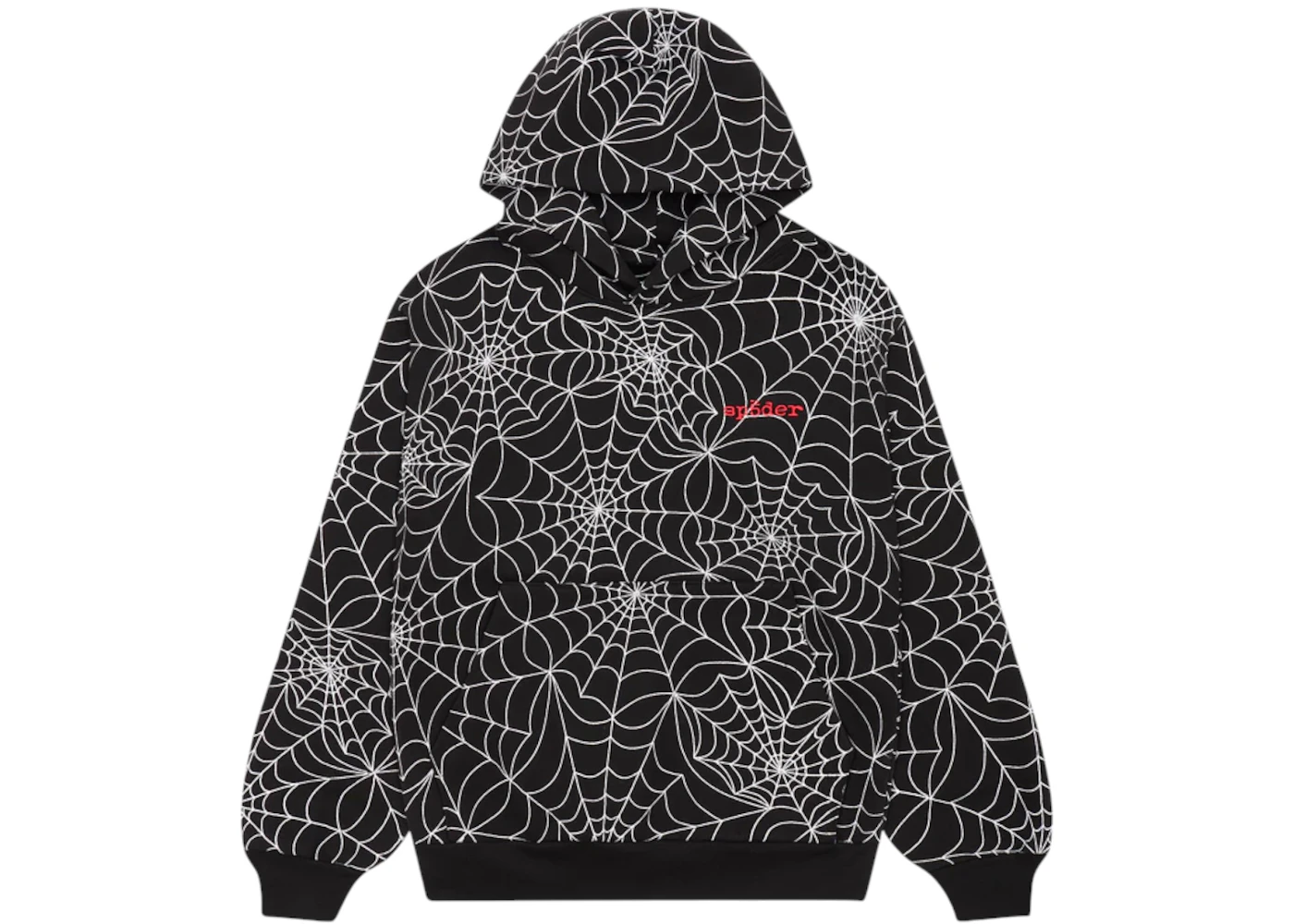 Sp5der Embroidered AOP Hoodie Black Men's FW24 US1