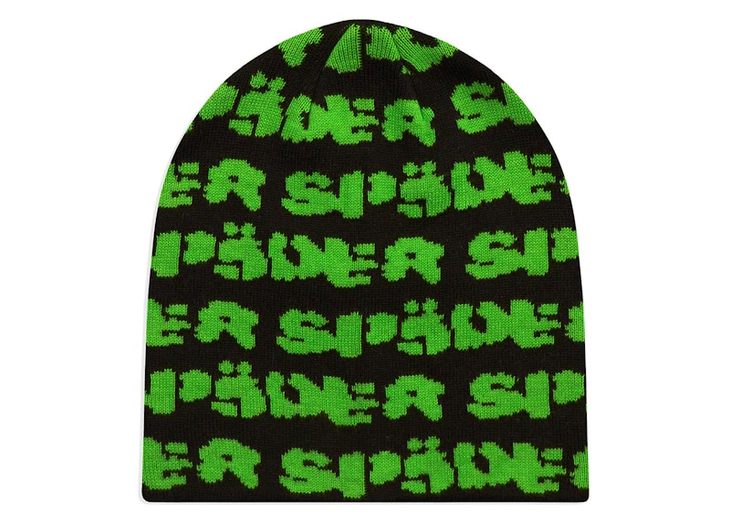 ★送料・関税込★WOOALONG★Flor logo hairy beanie★ Sp5der Fuzzy Logo Mohair Beanie Black Men's - FW24 - US