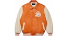 Sp5der Leather Varsity Jacket Orange