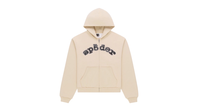 Sp5der Mixed Stone OG V2 Zip Hoodie Cream Men's - SS26 - US
