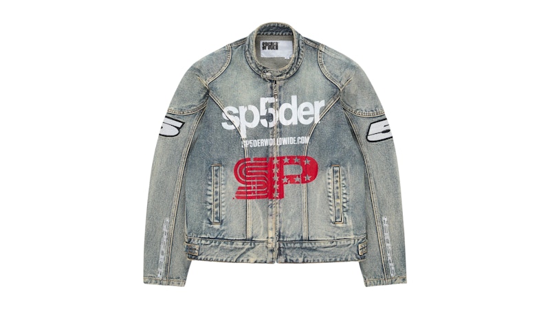 SP5DER Pre-owned Motorsport Denim Jacket In Indigo In Purple