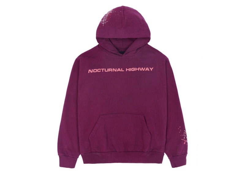 Sp5der Nocturnal Highway Hoodie Dark Purple Men's - FW22 - US