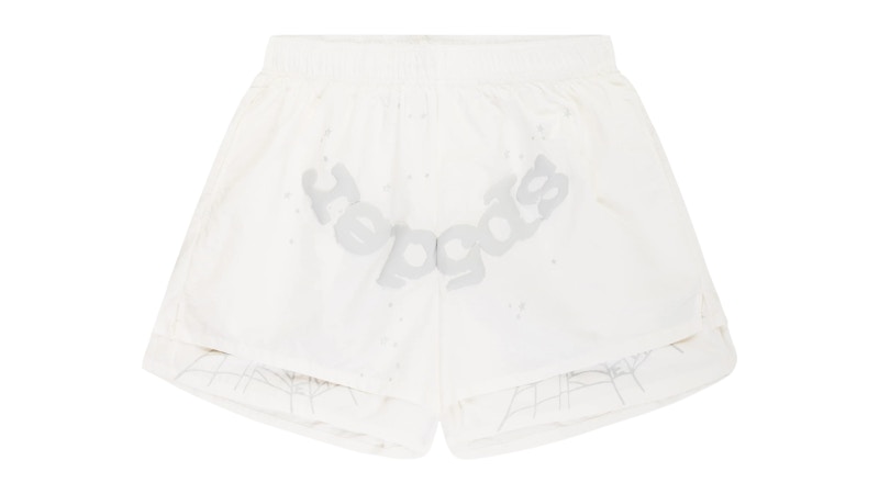 Pre-owned Sp5der Men's  Og Web Double Layer Short In White