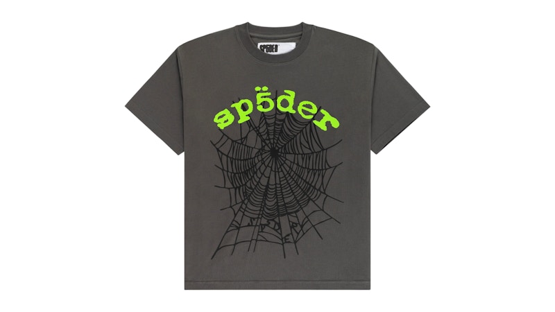 Pre-owned Sp5der Men's  Og Web V2 Tee Shirt In Slate Grey In Gray