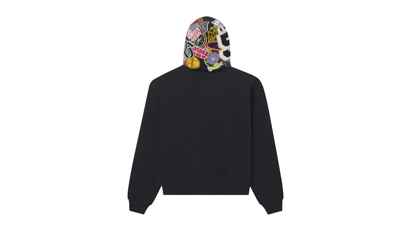 Sp5der Patchwork Zip Hoodie Onyx