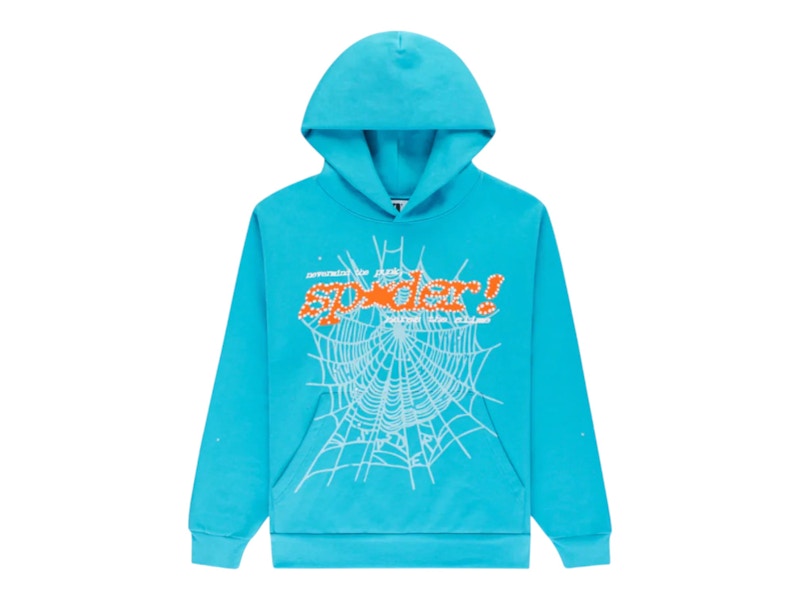 Sp5der Punk V2 Hoodie Cyan Men's - SS25 - US