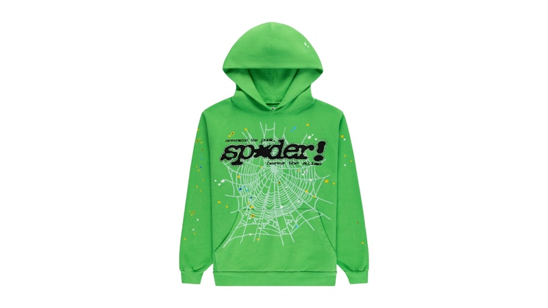 Sp5der Punk V2 Rhinestone Hoodie Bright Green Men's - FW25 - US