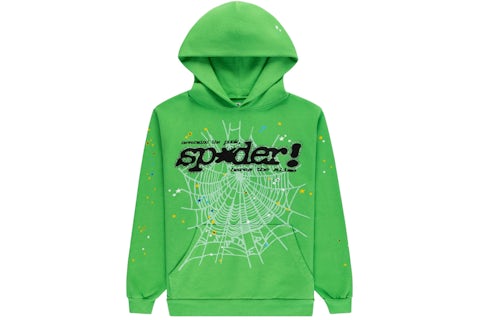 Sp5der Punk V2 Rhinestone Hoodie Bright Green Men's FW25 US