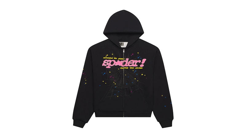 Men's Sp5der Punk V2 Zip Up Hoodie in Black