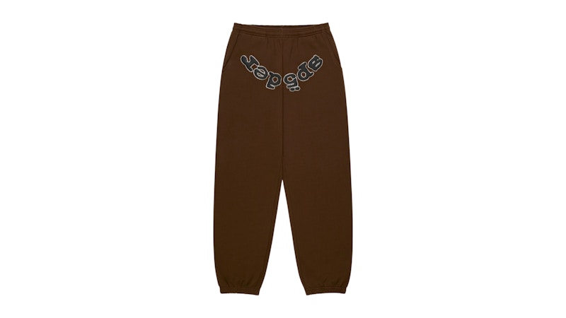 Sp5der Rhinestone OG Logo Jogginghose Braun