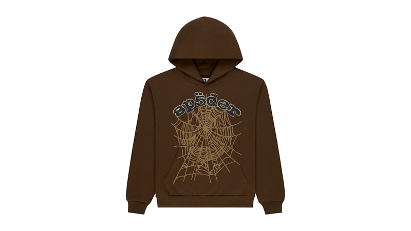 Sp5der Rhinestone OG Web Hoodie Brown Men's - SS26 - US