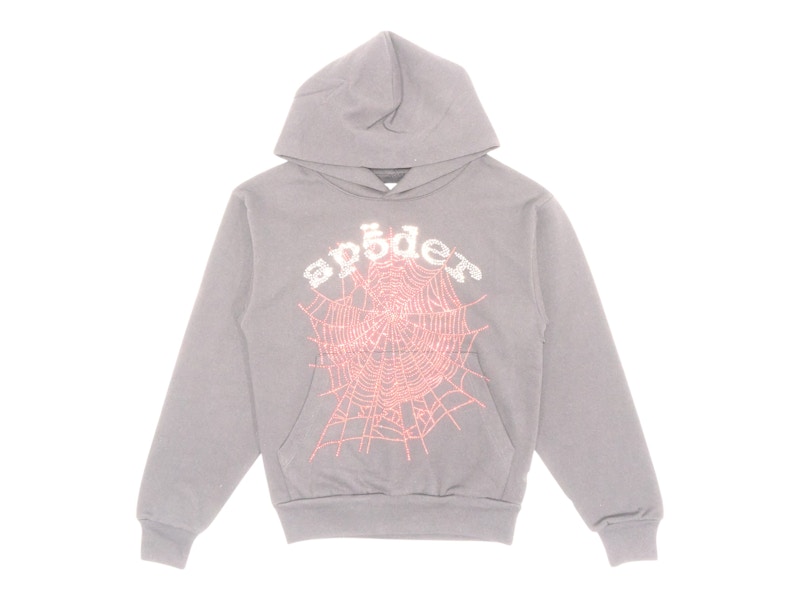 Pre-owned Sp5der Men's  Rhinestone Og Web V2 Hoodie In Black