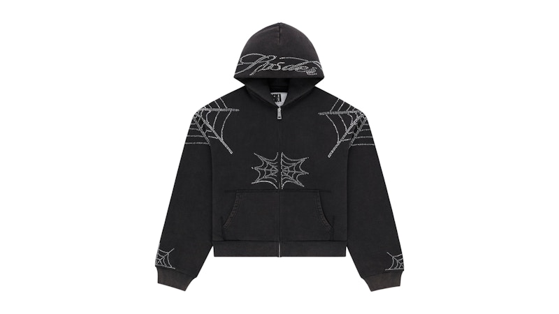 sp5der 激レア ジップパーカー Sp5der Rhinestone Web Zip Hoodie Black - SS26 - JP