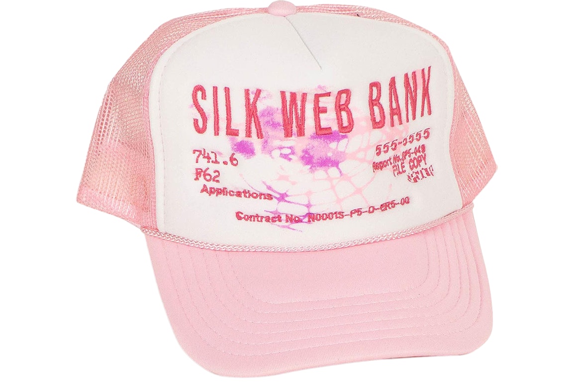 Pre-owned Sp5der Silk Web Bank Trucker Hat Pink