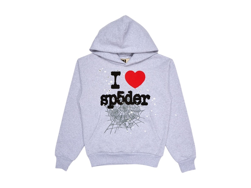 注目■SP5DER■大人気 SOUVENIR HOODIE HEATHER GREY 国内発送 Sp5der Souvenir Hoodie Heather Grey Men's - FW24 - US