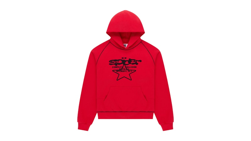Felpa con cappuccio Sp5der Splat Collision rossa