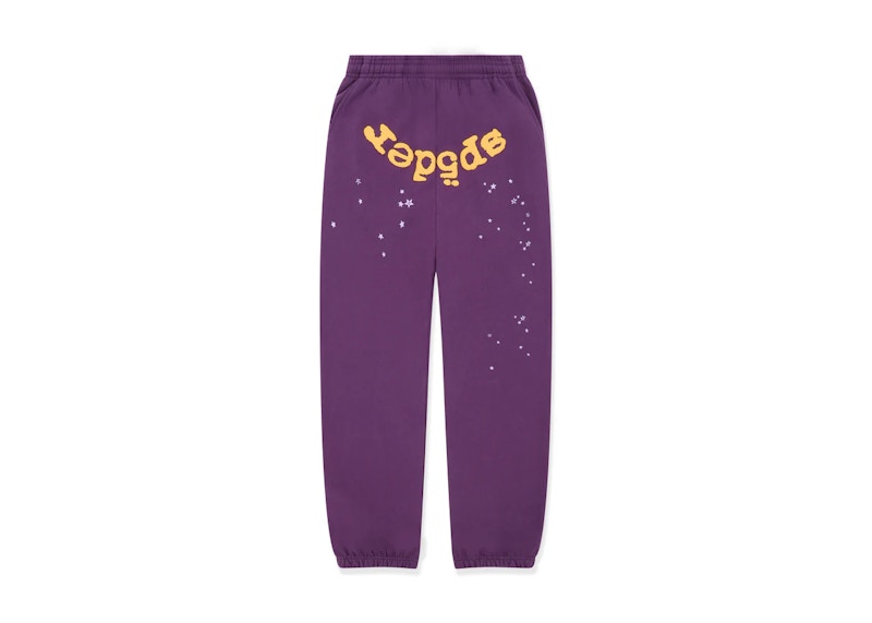 Pre-owned Sp5der Men's Star Og Web V2 Sweatpant In Purple