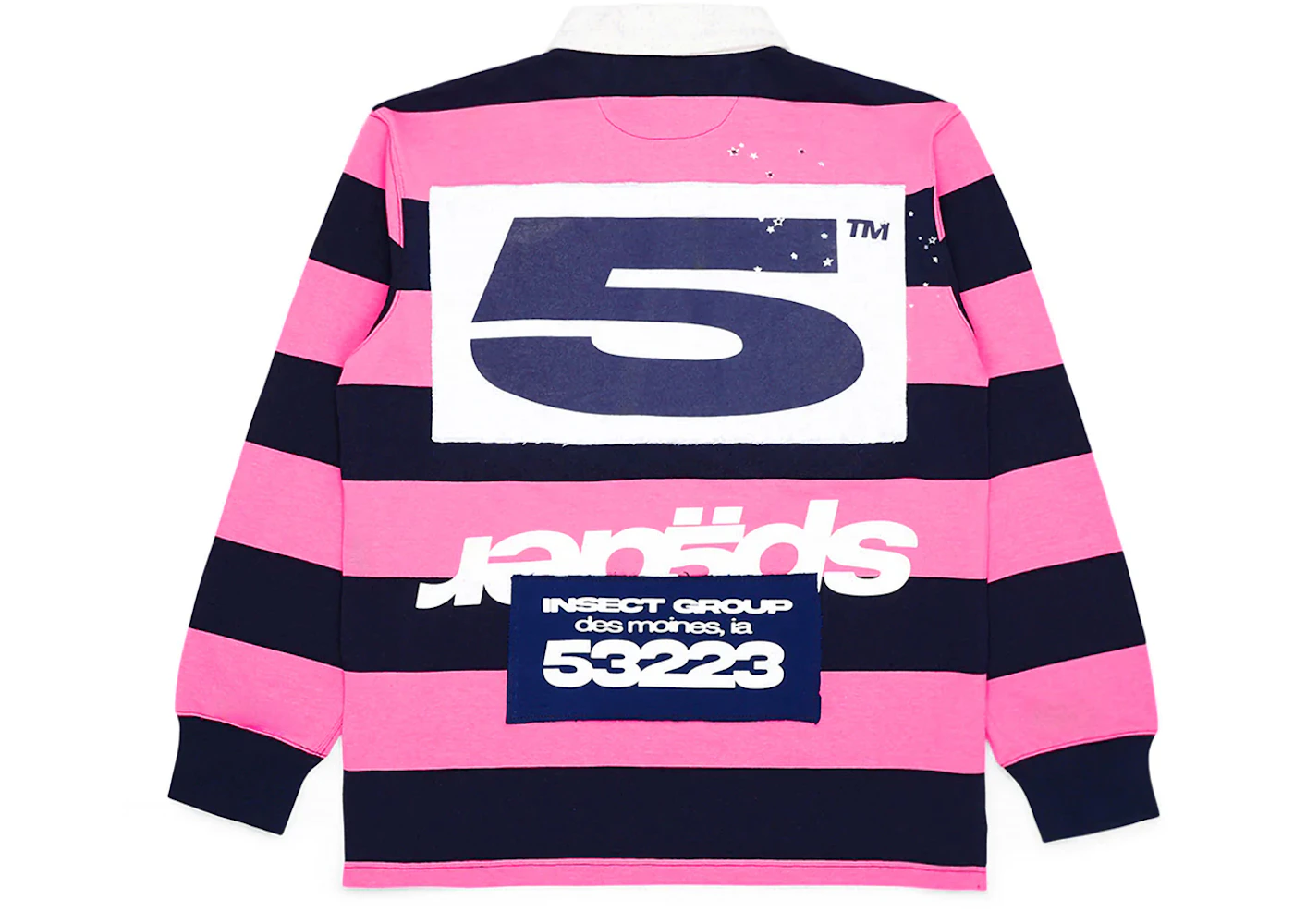 Sp5der T&F Patch Rugby Shirt Pink/Navy Men's - SS24 - US