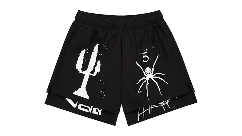 Pre-owned Sp5der Men's  Vaa Double Layer Short In Black