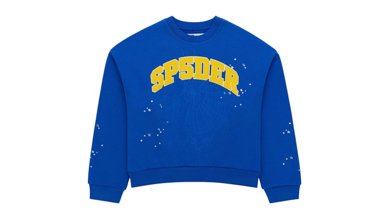 Sp5der Varsity Web Crewneck Blue