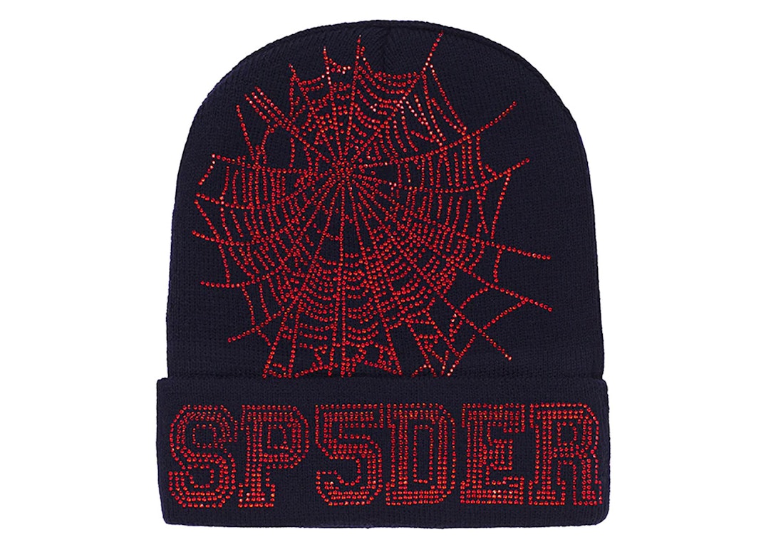 Pre-owned Sp5der Web Beanie Navy/red