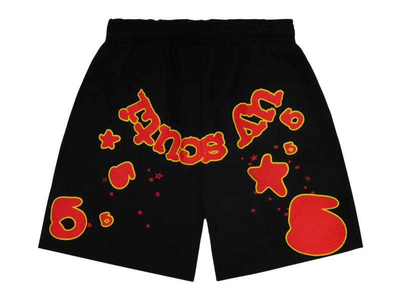 Pre-owned Sp5der Men's  X Uy Scuti Shorts In Black/red In Multi