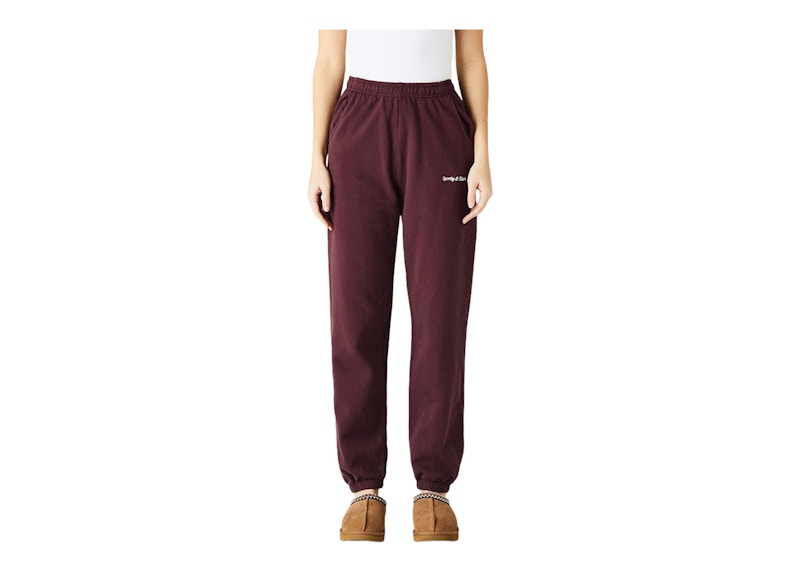Sporty & Rich Classic Logo Sweatpants Merlot/White - US