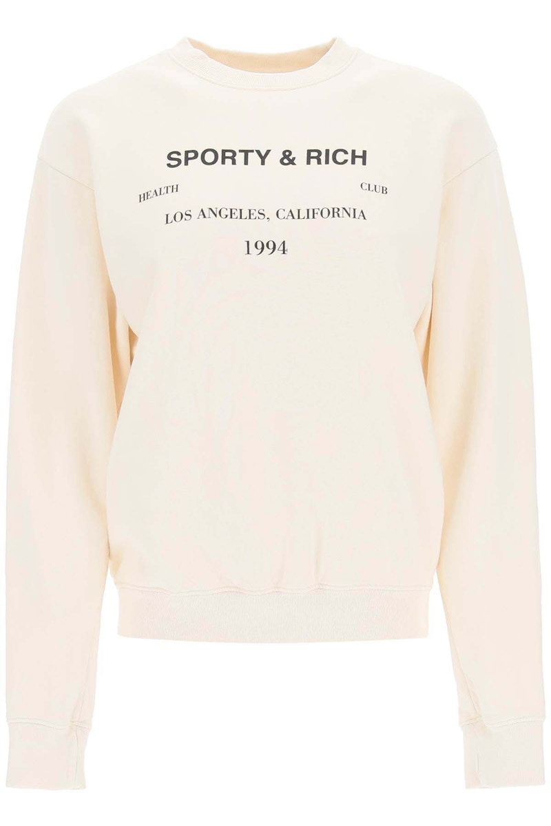 Sporty & Rich LA Health Club Crewneck Sweatshirt Cream/Black - US