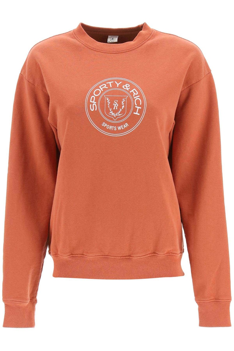 Sporty & Rich Monaco Crewneck Sweatshirt Rust Orange/White - US