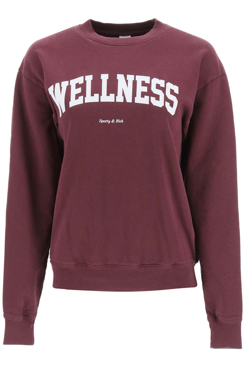 Sporty & Rich Wellness Ivy Crewneck Sweatshirt Merlot/White - US Sporty & Rich Wellness Ivy Crewneck Sweatshirt Merlot/White - US