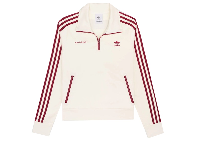 Sporty & Rich x adidas Quarter Zip Track Jacket Cream/Merlot Men's