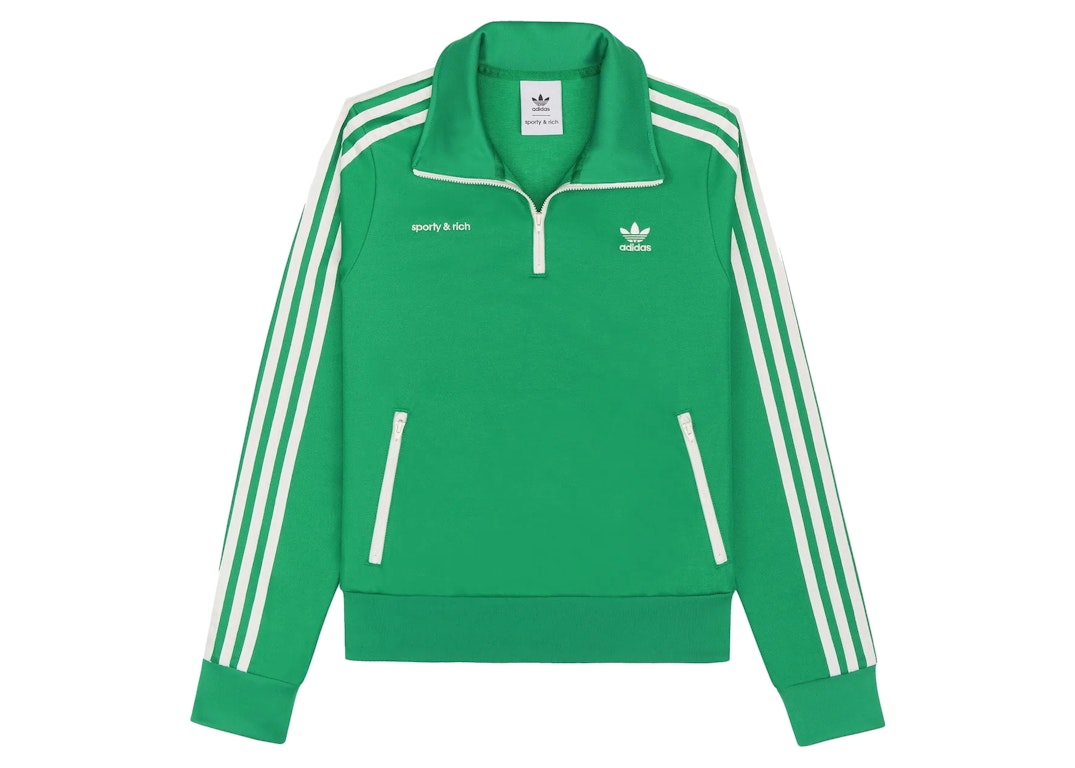 Pre-owned Sporty And Rich Sporty & Rich X Adidas Quarter Zip Track Jacket Jolly Green/cream