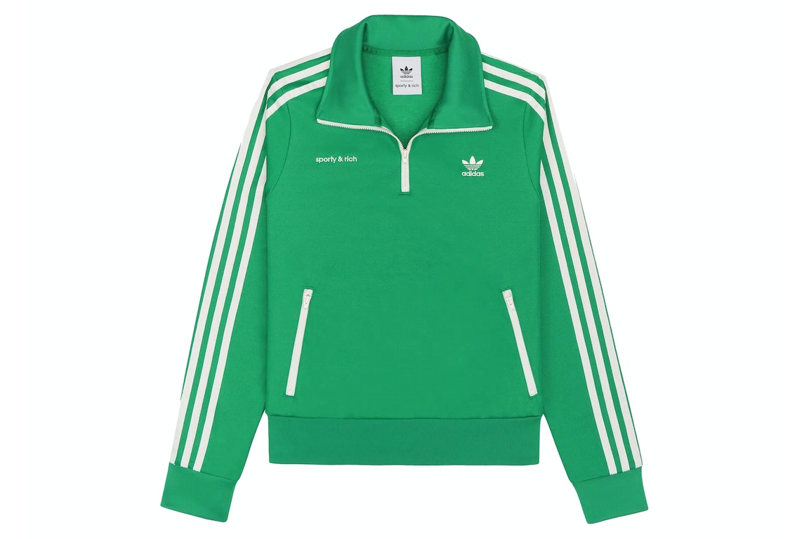 Pre-owned Sporty And Rich Sporty & Rich X Adidas Quarter Zip Track Jacket Jolly Green/cream