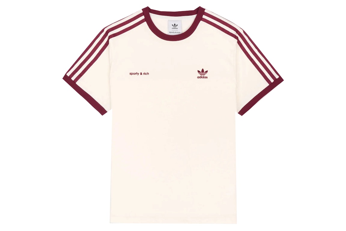 Pre-owned Sporty And Rich Sporty & Rich X Adidas Ringer Tee Cream/merlot