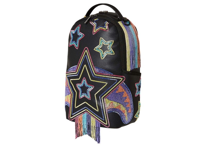 Pre-owned Sprayground A.i.7 Beaded Shark Sandflower Collab (dlxv) Backpackin Black