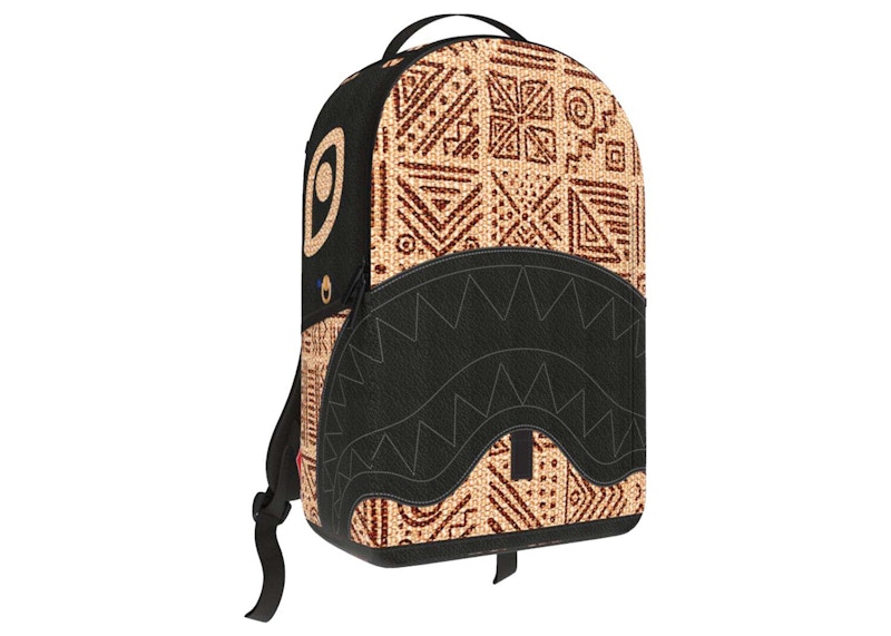 Pre-owned Sprayground Ai Raffia Palm Shark Dlx Backpack In Black