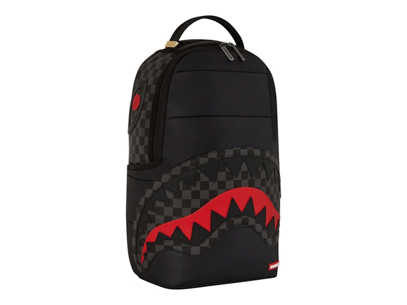 Sprayground Black Puffer Grey Check Backpack Backpack Black Grey
